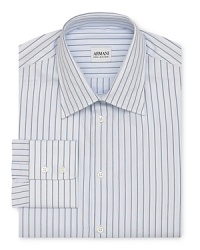 Armani Collezioni Light Blue with Navy Stripe Dress Shirt - Contemporary Fit Armani Collezioni Light Blue with Navy Stripe Dress Shirt - Contemporary Fit