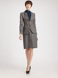 Finespun wool flannel, tailored in an ultra-flattering silhouette accented by a sculptural, dual-layered waistband.Dual contrast waistbandDartsSide and back ventsConcealed back zipAbout 27 long97% wool/3% elastaneDry cleanMade in FranceModel shown is 5'10 (177cm) wearing US size 4. Finespun wool flannel, tailored in an ultra-flattering silhouette accented by a sculptural, dual-layered waistband.Dual contrast waistbandDartsSide and back ventsConcealed back zipAbout 27 long97% wool/3% elastaneDry cleanMade in FranceModel shown is 5'10 (177cm) wearing US size 4.