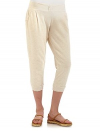 Sublimely soft cotton essential with a nicely cropped length, wide waistband and tapered legs.Pleated front Wide waistband with dual buttons Side pockets Ribbed cuffs Inseam, about 22 96% cotton/4% spandex Machine wash Imported Sublimely soft cotton essential with a nicely cropped length, wide waistband and tapered legs.Pleated front Wide waistband with dual buttons Side pockets Ribbed cuffs Inseam, about 22 96% cotton/4% spandex Machine wash Imported