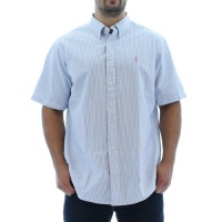 Polo Ralph Lauren Men's Classic Fit Short Sleeve Striped Seersucker Shirt-Pink Polo Ralph Lauren Men's Classic Fit Short Sleeve Striped Seersucker Shirt-Pink