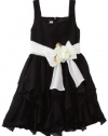 Bonnie Jean Girls 7-16 Chiffon Dress with Multi Ruffle Skirt, Black, 10