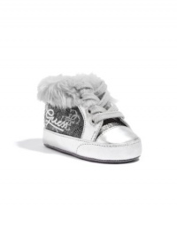 GUESS Kids Girls Baby Heritage Hi Faux-Fur Sneaker, SILVER (0) GUESS Kids Girls Baby Heritage Hi Faux-Fur Sneaker, SILVER (0)
