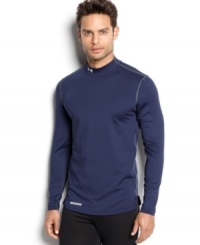 Under Armour® mock neck shirt is designed with Evo Coldgear® fabric that wicks moisture from the skin and circulates body heat keeping athletes warm, without weighing them down. Under Armour® mock neck shirt is designed with Evo Coldgear® fabric that wicks moisture from the skin and circulates body heat keeping athletes warm, without weighing them down.