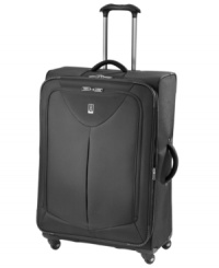 Smooth, sleek and styled! This spinner glides easy on 360º wheels that take corners and changes of pace in stride. An adjustable handle stops at 38 and 41 for travelers of all heights to keep rolling in comfort, while a fully-stocked interior, with full-length mesh lid pocket and zippered organizational pocket, brings order to the pack. Smooth, sleek and styled! This spinner glides easy on 360º wheels that take corners and changes of pace in stride. An adjustable handle stops at 38 and 41 for travelers of all heights to keep rolling in comfort, while a fully-stocked interior, with full-length mesh lid pocket and zippered organizational pocket, brings order to the pack.