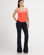 Ultra-fitted and sculptural in a bold, colorblocked palette.ScoopneckWide strapsShaping bodice seamsSide zipperAbout 21 from shoulder to hemPolyesterDry cleanMade in USA of imported fabricModel shown is 5'8½ (174cm) wearing US size 4.