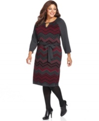 Fend of the frost in style with Spense's plus size sweater dress, accentuated by a belted waist.