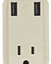 Leviton T5630-T 15-Amp 125-Volt 2.1-Amp USB Charger/Tamper-Resistant Receptacle, Light Almond