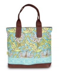 Flaunt your fashion sense wherever you go. The colorful pattern of this bag stands out on your shoulder with a clean-cut design that goes from everyday carryall to weekend getaway go-to. With leather handles and accenting, this all-organic tote features a contrasted interior stocked with organizational must-haves. 1-month warranty. Flaunt your fashion sense wherever you go. The colorful pattern of this bag stands out on your shoulder with a clean-cut design that goes from everyday carryall to weekend getaway go-to. With leather handles and accenting, this all-organic tote features a contrasted interior stocked with organizational must-haves. 1-month warranty.