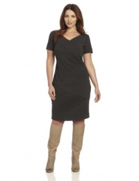 AGB Women's Plus-Size V-Neck Short Sleeve Spliced Dress AGB Women's Plus-Size V-Neck Short Sleeve Spliced Dress