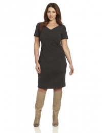 AGB Women's Plus-Size V-Neck Short Sleeve Spliced Dress