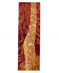 A long runner that is ideal for hallways and entryways. Bold and visually arresting, this rug features abstract shapes and patterns in a rich color spectrum of creme, auburn, burgundy and earth tones. Inspired by expressionistic art, it lends modern style to any home. Hand-tufted and hand-carved of plush wool. A long runner that is ideal for hallways and entryways. Bold and visually arresting, this rug features abstract shapes and patterns in a rich color spectrum of creme, auburn, burgundy and earth tones. Inspired by expressionistic art, it lends modern style to any home. Hand-tufted and hand-carved of plush wool.