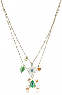 Betsey Johnson Eye of the Tiger Frog Two-Row Necklace