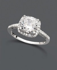 Head-turning sparkle in a second! B. Brilliant's cushion-cut cubic zirconia ring (3-3/4 ct. t.w.) makes a statement in its smooth, sterling silver setting. Size 6, 7, or 8. Head-turning sparkle in a second! B. Brilliant's cushion-cut cubic zirconia ring (3-3/4 ct. t.w.) makes a statement in its smooth, sterling silver setting. Size 6, 7, or 8.