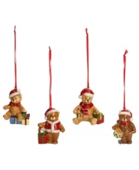 Toy around with teddy bear ornaments crafted with a distinct vintage feel, in colorful glazed porcelain from Villeroy & Boch. Toy around with teddy bear ornaments crafted with a distinct vintage feel, in colorful glazed porcelain from Villeroy & Boch.