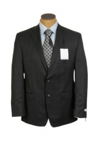 Calvin Klein Mens Slim Fit Dark Gray Windowpane Wool Suit Calvin Klein Mens Slim Fit Dark Gray Windowpane Wool Suit