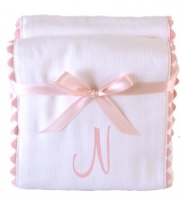 Princess Linens Garden Pique Burp Pad Set - White with Light Pink Rick Rack Trim-N Princess Linens Garden Pique Burp Pad Set - White with Light Pink Rick Rack Trim-N