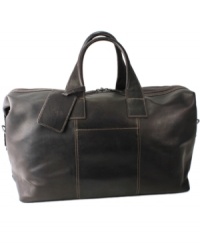Keep calm with a carry-on! Sophisticated style and smart design meet in this take-it-all duffel. Crafted from rich, full-grain leather, this luxurious bag is the perfect pickup for quick trips or weekend getaways, packing up fast with a convenient top-zip construction. Keep calm with a carry-on! Sophisticated style and smart design meet in this take-it-all duffel. Crafted from rich, full-grain leather, this luxurious bag is the perfect pickup for quick trips or weekend getaways, packing up fast with a convenient top-zip construction.