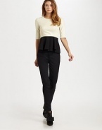 Carefully tailored for an ultra-flattering fit, accented with a ruffled contrast peplum.Jewel necklineThree-quarter sleevesRuffled peplumConcealed back zip69% viscose/25% polyamide/6% elastaneDry cleanMade in Italy of imported fabricModel shown is 5'11 (180cm) wearing US size 4. 
