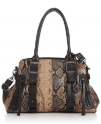 Fresh yet vintage-inspired, this busy bag from Style&co. is loaded with cool details: side zip pockets with wraparound tabs, wide straps, gunmetal hardware and a distressed look. Fresh yet vintage-inspired, this busy bag from Style&co. is loaded with cool details: side zip pockets with wraparound tabs, wide straps, gunmetal hardware and a distressed look.