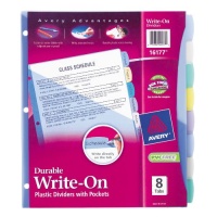 Avery Durable Write-On Plastic Dividers with Pockets, 8-Tabs, 1 Set (16177) Avery Durable Write-On Plastic Dividers with Pockets, 8-Tabs, 1 Set (16177)