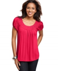 A pretty piece at a perfect price, from Style&co. The pintuck pleated collar and sleeves create just the right amount of volume! A pretty piece at a perfect price, from Style&co. The pintuck pleated collar and sleeves create just the right amount of volume!