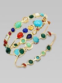 From the Rock Candy® Collection. A colorful design with a mix of dyed red agate, mother-of-pearl, lapis, gold green agate, turquoise and orange citrine set in a narrow 18k gold bangle. Dyed red agate, mother-of-pearl, lapis, gold green agate, turquoise and orange citrine18k goldDiameter, about 2½Slip-on styleImported Please note: Bracelets sold separately. 