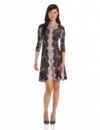BCBGMAXAZRIA Womens Alma Relief Jacquard Lace A-Line Dress, Bare Pink Combo, Medium BCBGMAXAZRIA Womens Alma Relief Jacquard Lace A-Line Dress, Bare Pink Combo, Medium