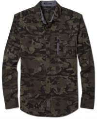 Camo goes killer in this military-inspired long-sleeved shirt from Sean John that departs from regulation by moving both pockets firmly to the left. Camo goes killer in this military-inspired long-sleeved shirt from Sean John that departs from regulation by moving both pockets firmly to the left.