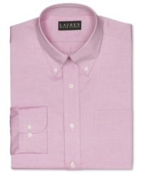 A jolt of color livens up a charcoal suit. This Lauren by Ralph Lauren slim-fit dress shirt will be your new fave. A jolt of color livens up a charcoal suit. This Lauren by Ralph Lauren slim-fit dress shirt will be your new fave.