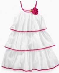 Outfit her for sunny days with this playful and pretty tiered dress from Penelope Mack. Outfit her for sunny days with this playful and pretty tiered dress from Penelope Mack.