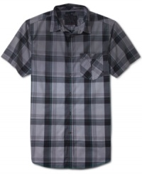 This stylish plaid shirt from Guess will definitely get you checked out. This stylish plaid shirt from Guess will definitely get you checked out.