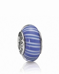 This candy-striped murano glass charm looks sweet enough to eat. Logo-engraved sterling silver trim displays the PANDORA signature. This candy-striped murano glass charm looks sweet enough to eat. Logo-engraved sterling silver trim displays the PANDORA signature.
