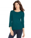 Jones New York Signature's henley top is an everyday essential. Lace trim at the neckline gives it a feminine touch, too!