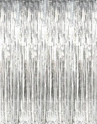 Metallic Silver Foil Fringe Curtains (1 pc) Metallic Silver Foil Fringe Curtains (1 pc)