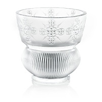 Artful adaptations of traditional trefoils and budded crosses found in the Gothic architecture of Venice adorn this sparkling crystal vase from Lalique. Artful adaptations of traditional trefoils and budded crosses found in the Gothic architecture of Venice adorn this sparkling crystal vase from Lalique.