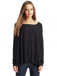 THE LOOKBoatneckLong sleevesPullover styleHi-lo hemOversized drape frontTHE FITAbout 30 from shoulder to hemTHE MATERIALCotton/Viscose/Nylon/Angora/CashmereCARE & ORIGINDry cleanImportedModel shown is 5'11 (177cm) wearing US size Small. THE LOOKBoatneckLong sleevesPullover styleHi-lo hemOversized drape frontTHE FITAbout 30 from shoulder to hemTHE MATERIALCotton/Viscose/Nylon/Angora/CashmereCARE & ORIGINDry cleanImportedModel shown is 5'11 (177cm) wearing US size Small.