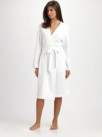 Must-have classic made modern: honeycomb texture with a very soft hand, in a perfect year-round weight. Wrap style Self tie belt with loops About 41½ from shoulder to hem Cotton; machine wash Made in Portugal Must-have classic made modern: honeycomb texture with a very soft hand, in a perfect year-round weight. Wrap style Self tie belt with loops About 41½ from shoulder to hem Cotton; machine wash Made in Portugal