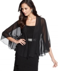 Instant elegance: Alex Evenings' sheer capelet adds a sophisticated finish to any almost any special occasion ensemble. Instant elegance: Alex Evenings' sheer capelet adds a sophisticated finish to any almost any special occasion ensemble.