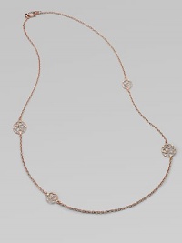 Delicate filigree-inspired stations on a link chain, all in warm 18k rose gold. 18k rose goldLength, about 27Lobster clasp closureMade in Italy