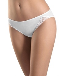 Flatter your shape in soft cotton high-cut bikini with swiss lace detail at hips. Style #1609 Flatter your shape in soft cotton high-cut bikini with swiss lace detail at hips. Style #1609