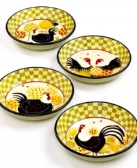 Cute chicken and check patterns in Oh Happy Day bowls promise to make every meal sunny and bright. Easy-care earthenware adds to the appeal of charming country dinnerware from Certified International. Cute chicken and check patterns in Oh Happy Day bowls promise to make every meal sunny and bright. Easy-care earthenware adds to the appeal of charming country dinnerware from Certified International.
