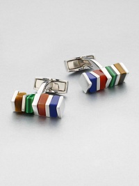 Sterling silver set with rotating semi-precious stones enhances these rectangular cufflinks.Silver/semi-precious stonesAbout ¼ x ¼Made in the United Kingdom