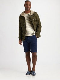 A lightweight, transitional outerwear option for the man with on-the-go style; wear this piece over a seasonal layer or two.Zip frontAttached hoodChest, waist flap pocketsAbout 28 from shoulder to hemPolyesterMachine washImported A lightweight, transitional outerwear option for the man with on-the-go style; wear this piece over a seasonal layer or two.Zip frontAttached hoodChest, waist flap pocketsAbout 28 from shoulder to hemPolyesterMachine washImported
