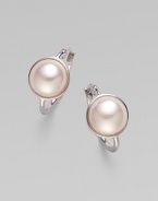 Glistening mabe pearl faceted in sterling silver makes for a timeless design. 10mm mabe pearl Sterling silver Drop, about ½ Ear wire back Made in Spain 