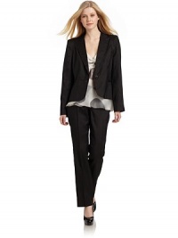 THE LOOKSubtle pinstripe patternPeaked lapelOne button frontLong sleevesDual side welt pocketsFitted silhouetteFlared longer back hemTHE FITAbout 23 from shoulder to hemTHE MATERIAL80% cotton/17% silk/3% cuproFully linedCARE & ORIGINDry cleanImportedModel shown is 5'9 (175cm) wearing US size 4. THE LOOKSubtle pinstripe patternPeaked lapelOne button frontLong sleevesDual side welt pocketsFitted silhouetteFlared longer back hemTHE FITAbout 23 from shoulder to hemTHE MATERIAL80% cotton/17% silk/3% cuproFully linedCARE & ORIGINDry cleanImportedModel shown is 5'9 (175cm) wearing US size 4.