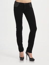 Lush corduroy skims the silhouette for a look that can take you from day to evening.Button closure Zip-fly Elastic side panels Pull-on style Inseam about 33 Rise, about 7 98% cotton/2% spandex Dry clean Made in USA of imported fabric Lush corduroy skims the silhouette for a look that can take you from day to evening.Button closure Zip-fly Elastic side panels Pull-on style Inseam about 33 Rise, about 7 98% cotton/2% spandex Dry clean Made in USA of imported fabric