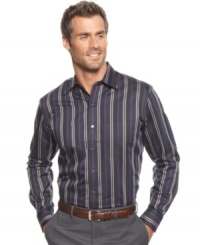 Stripes add sophisticated style to any outfit with this long-sleeved shirt from Tasso Elba. Stripes add sophisticated style to any outfit with this long-sleeved shirt from Tasso Elba.
