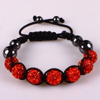 10mm Red Crystals Macrame 7pcs Beaded Shamballa Ball Adjustable Bracelet 10mm Red Crystals Macrame 7pcs Beaded Shamballa Ball Adjustable Bracelet
