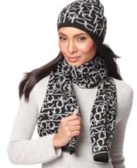 Initial reaction: Calvin Klein's logo jacquard scarf and beanie set will reveal your loyalty to a beloved brand name while showing off your great sense of style! Initial reaction: Calvin Klein's logo jacquard scarf and beanie set will reveal your loyalty to a beloved brand name while showing off your great sense of style!