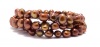 Triple Strand Coffee Brown 6.5-7.5 Inch Adjustable Length 8MM South Sea Baroque Pearl Stretch Bangle Bracelet, Antiqued Metal Accents